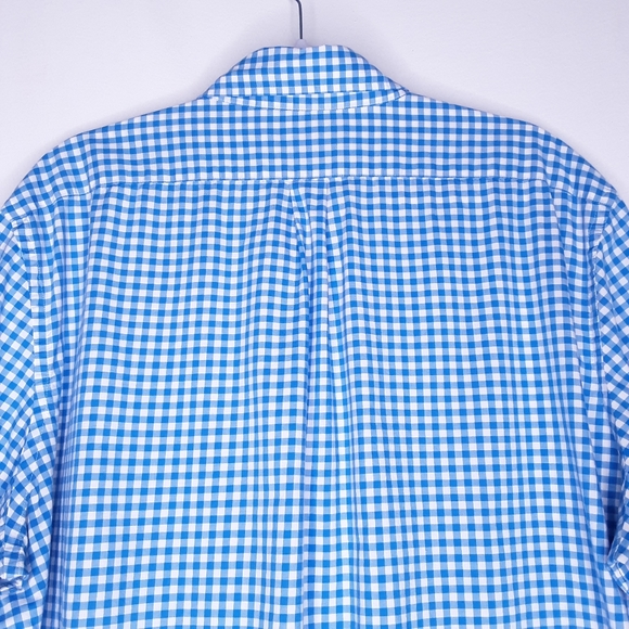 Vineyard Vines Aqua Blue & White Gingham Plaid Slim Fit Tucker Shirt Size XXL - Picture 5 of 8